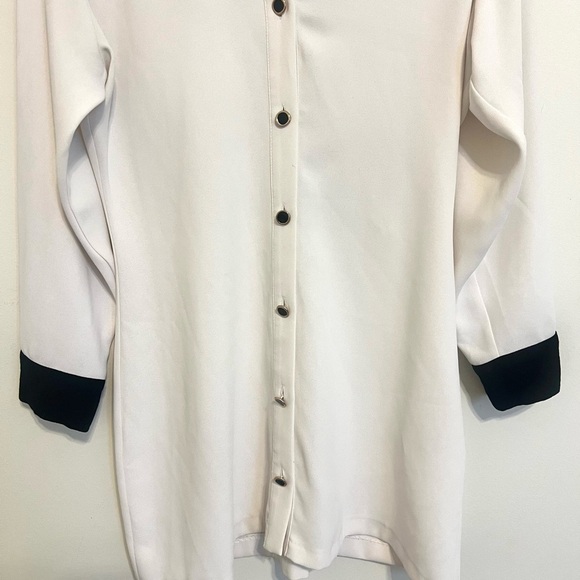 2/$30 Zara - Off White and Black Button Down Long Sleeve Dress Size S - Picture 4 of 8